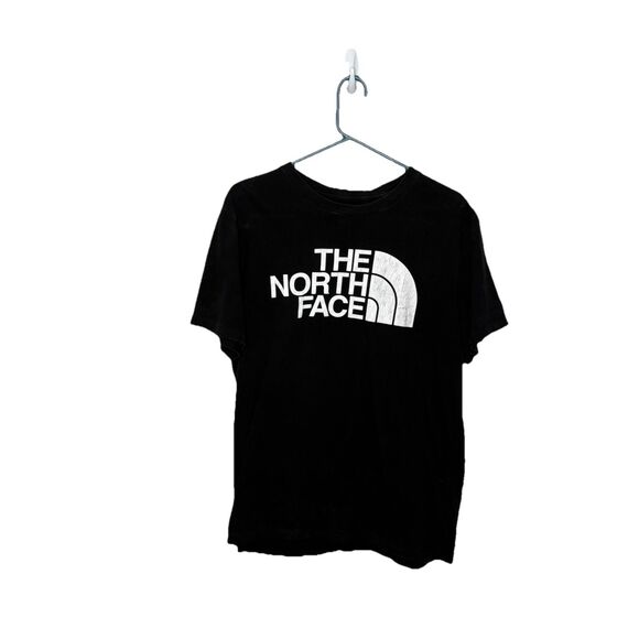 The North Face Big Logo White Crew Neck Black T shirt Size medium Mens Cotton - Picture 1 of 6
